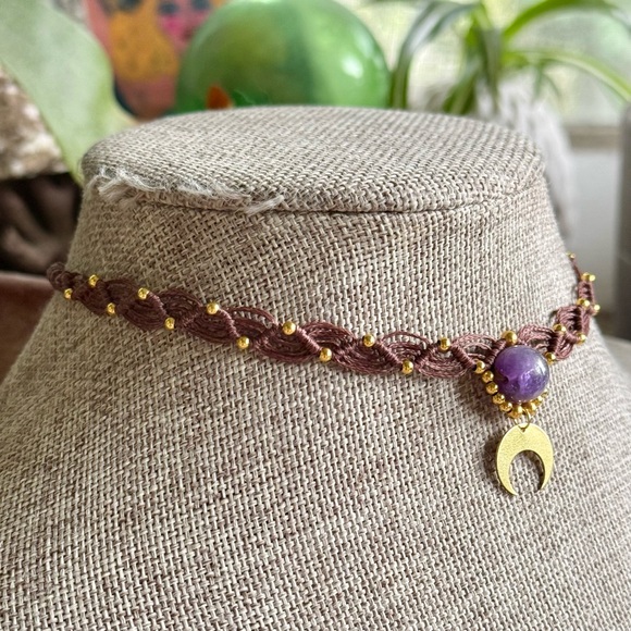 Amethyst Micro Macrame Choker - Picture 2 of 4